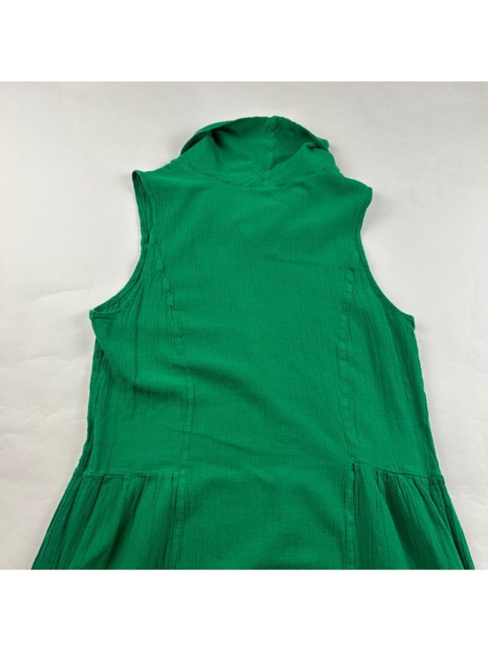 Manta del Lago Bright Green Crinkle Cotton Cowl Neck Maxi Dress M - Picture 6 of 7